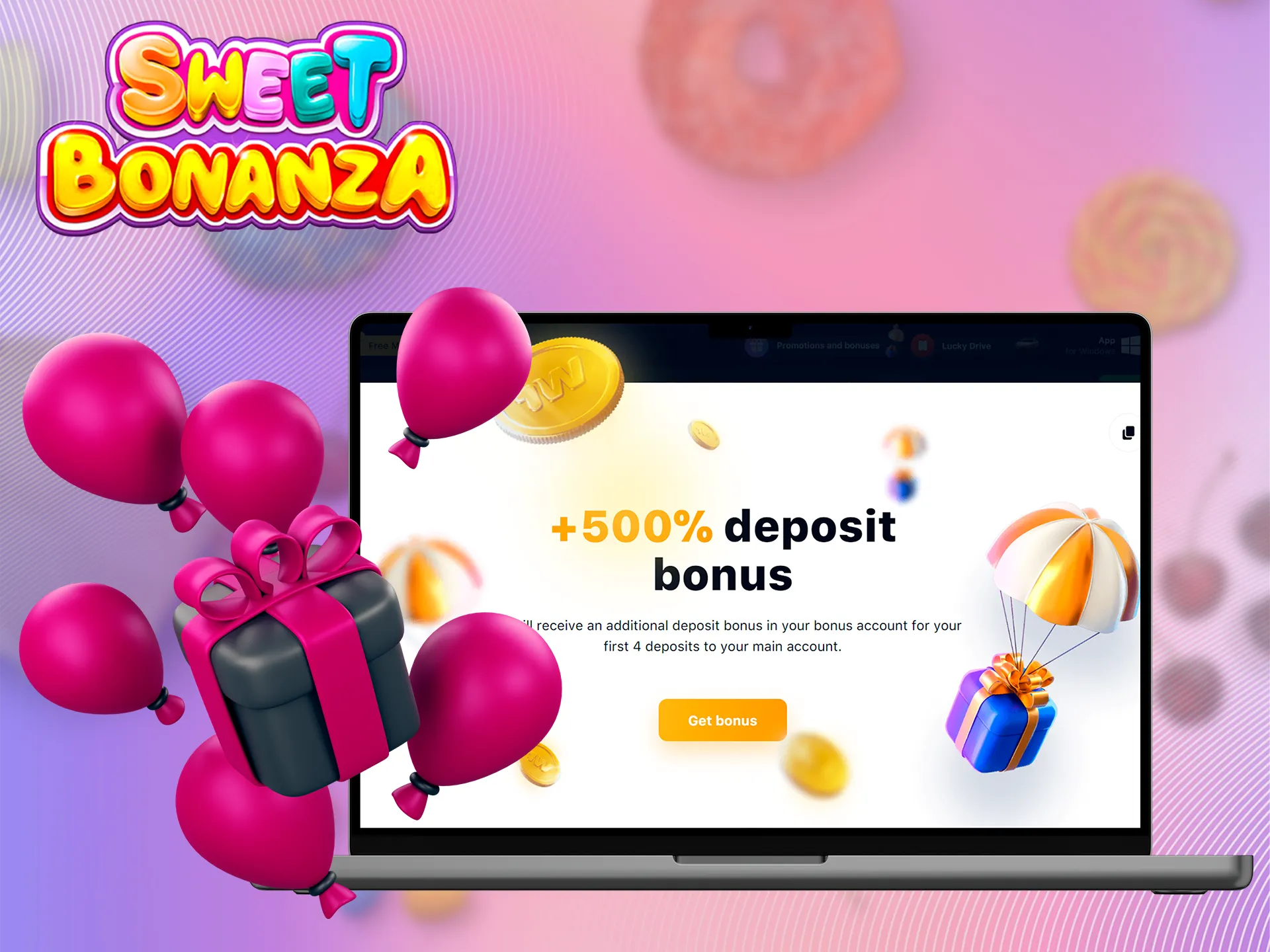 1Win promo codes and bonuses for Sweet Bonanza.