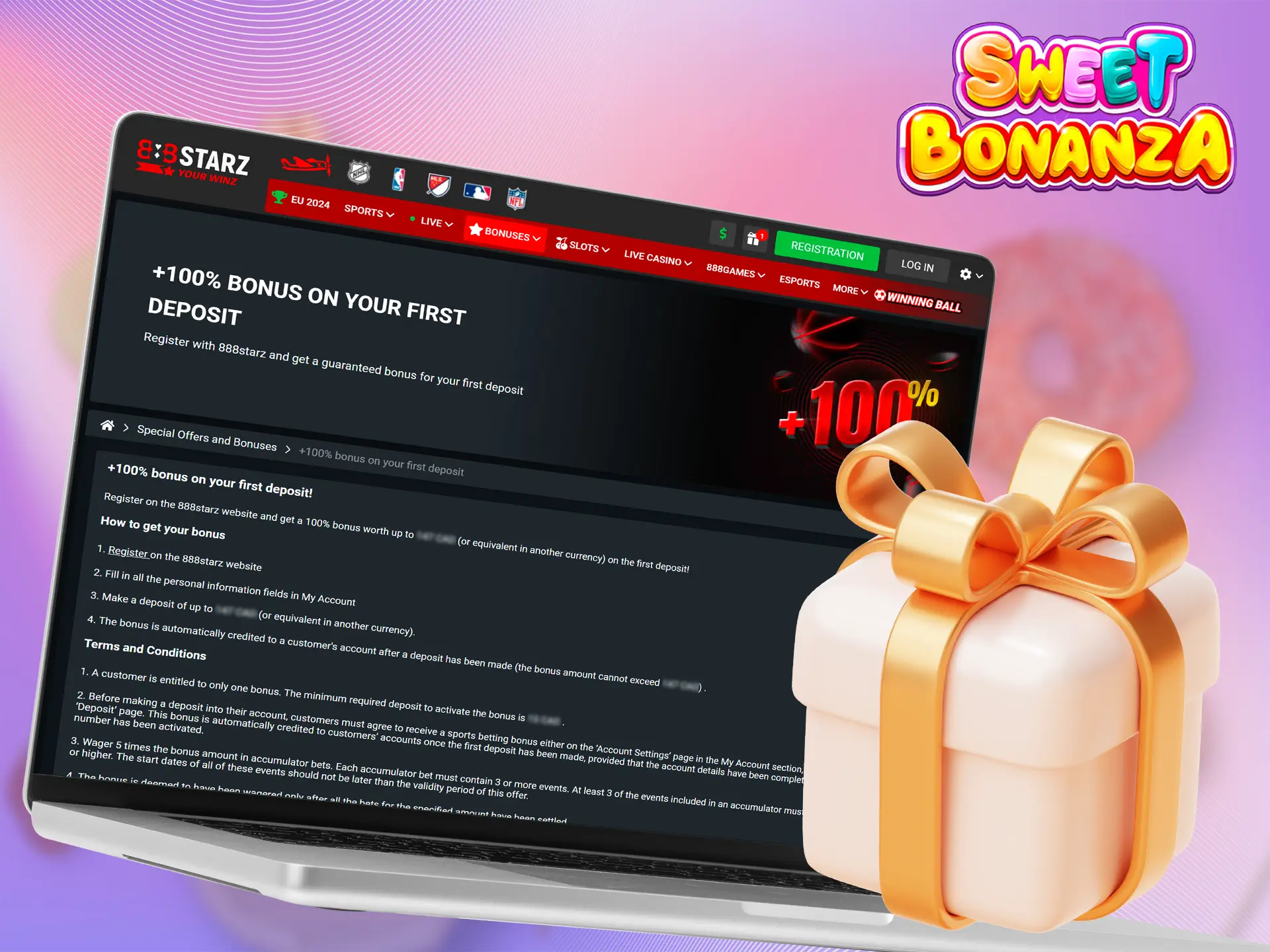 888Starz welcome bonuses in Sweet Bonanza.