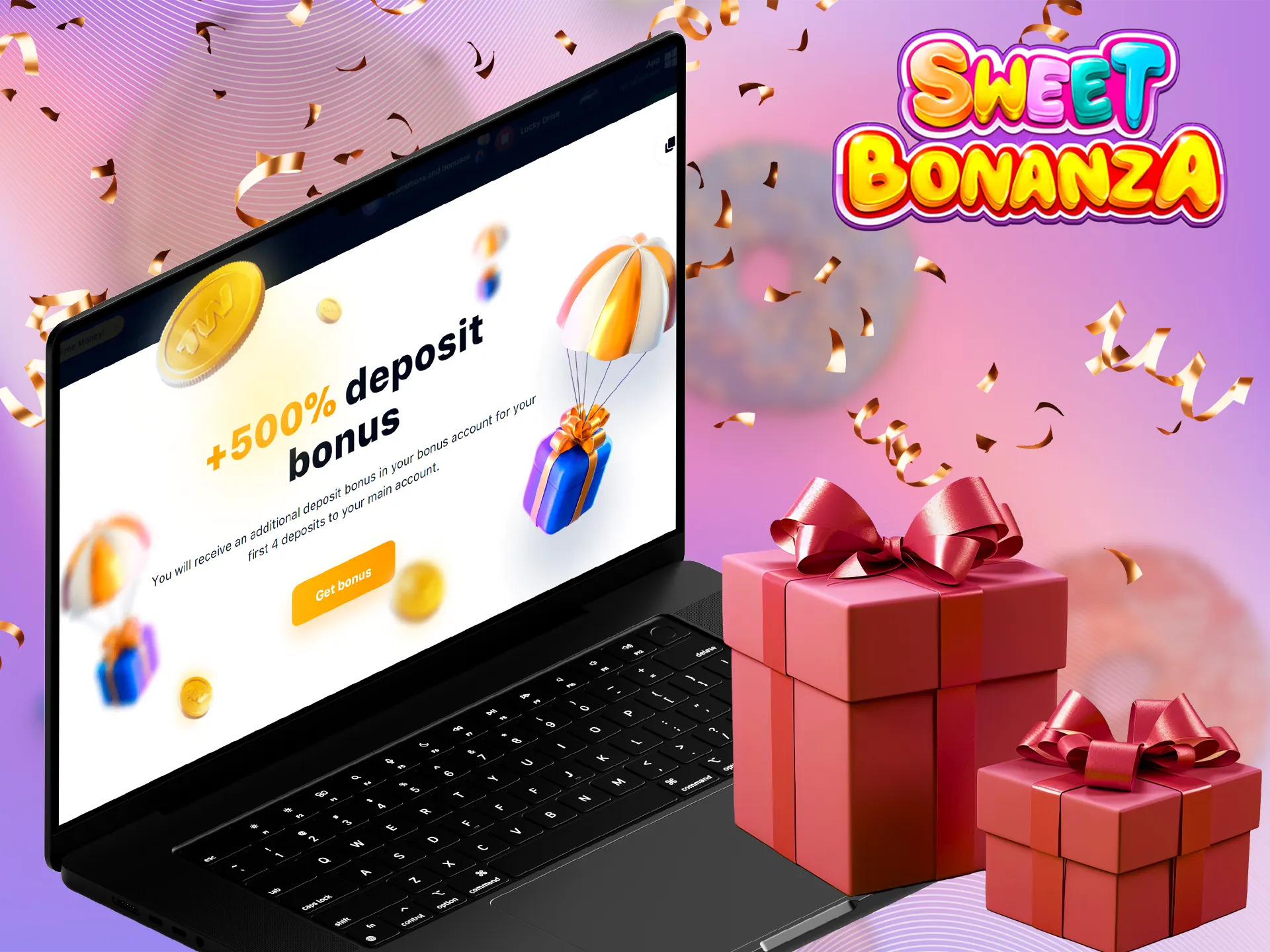 Welcome package for Sweet Bonanza players.