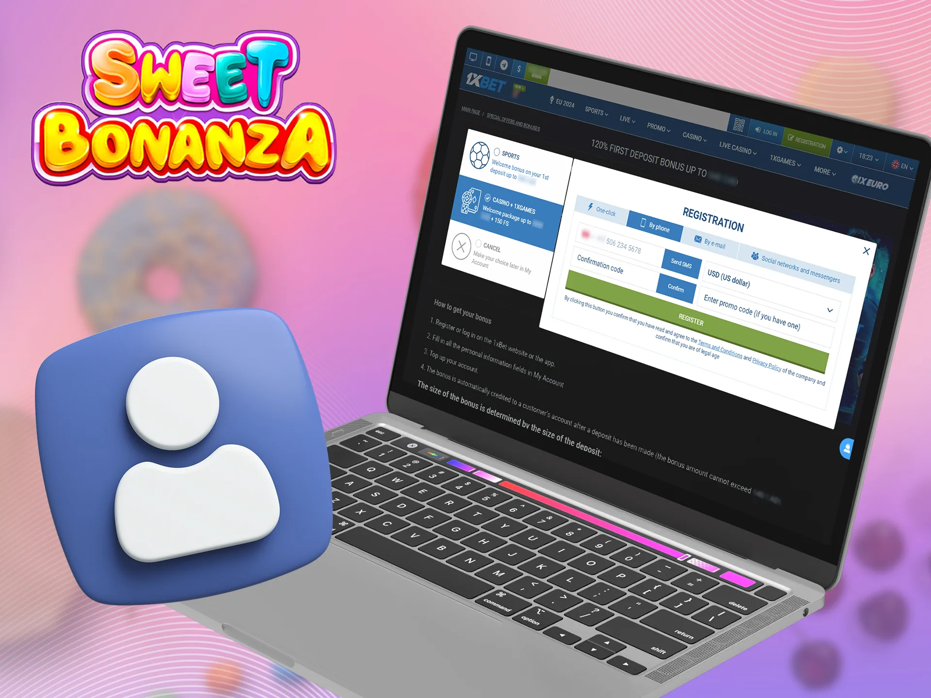 How to create an account at Sweet Bonanza using your mobile phone.