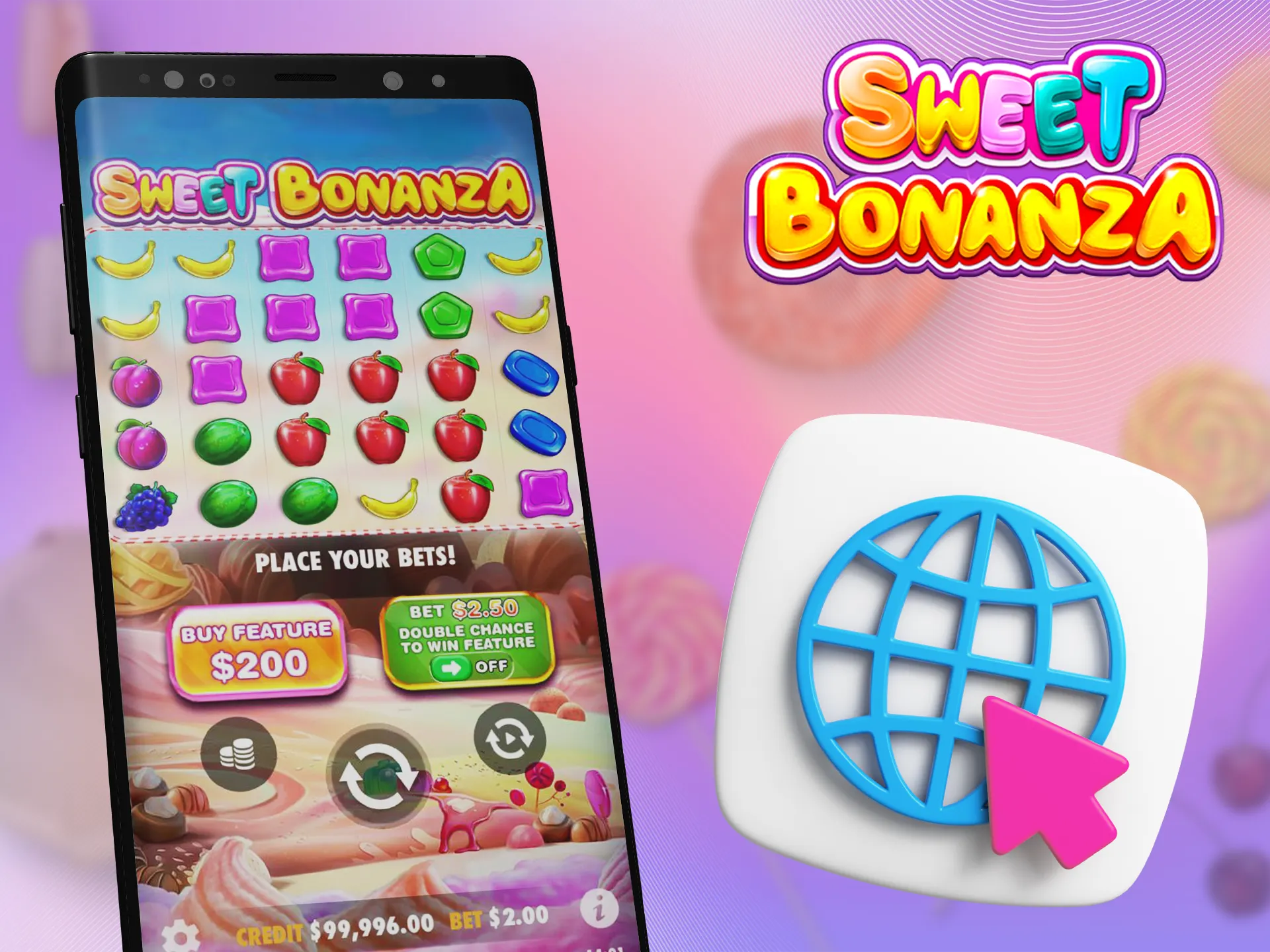 You can play Sweet Bonanza directly from your mobile browser.