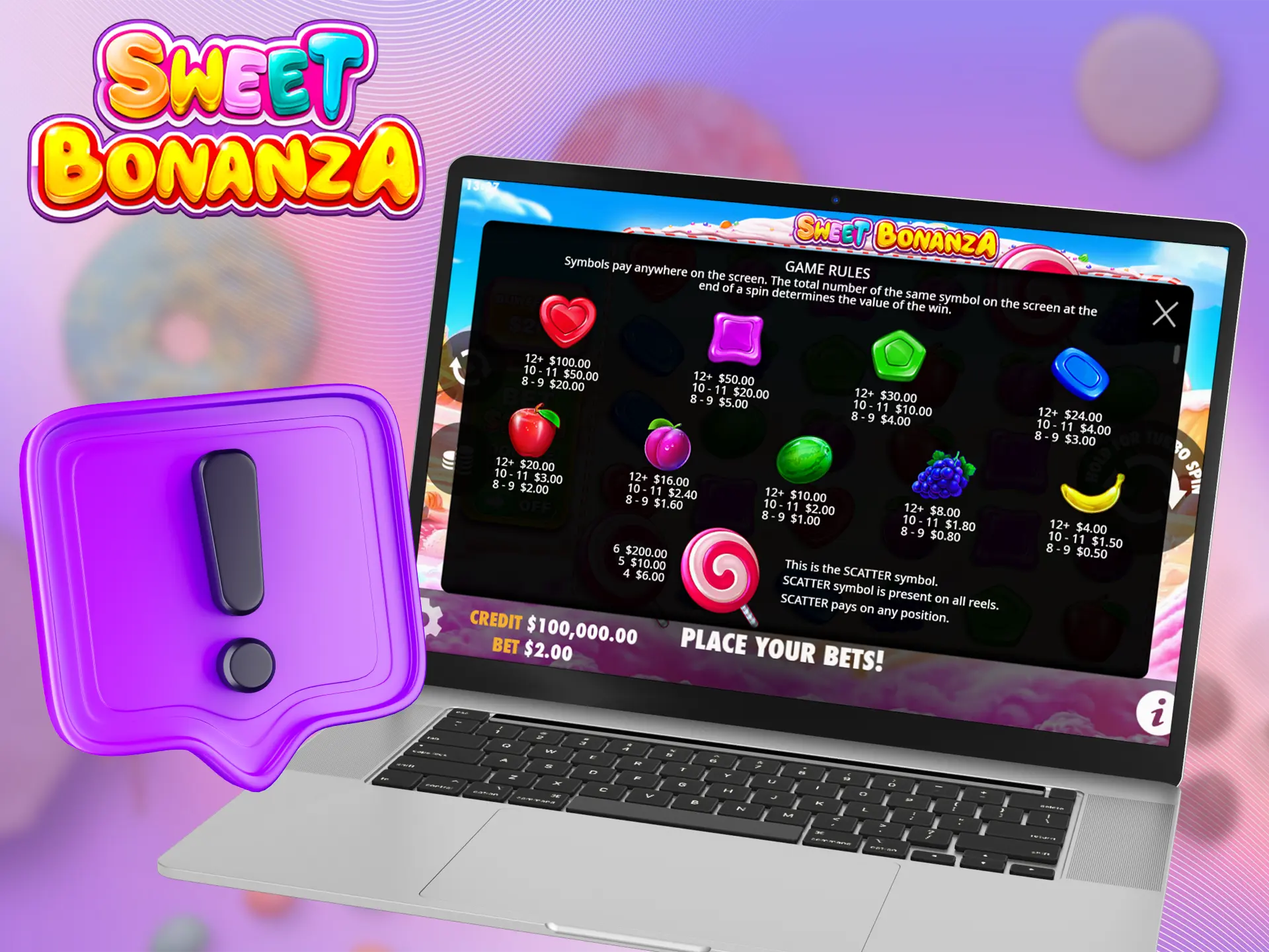 What are the main rules of Sweet Bonanza.