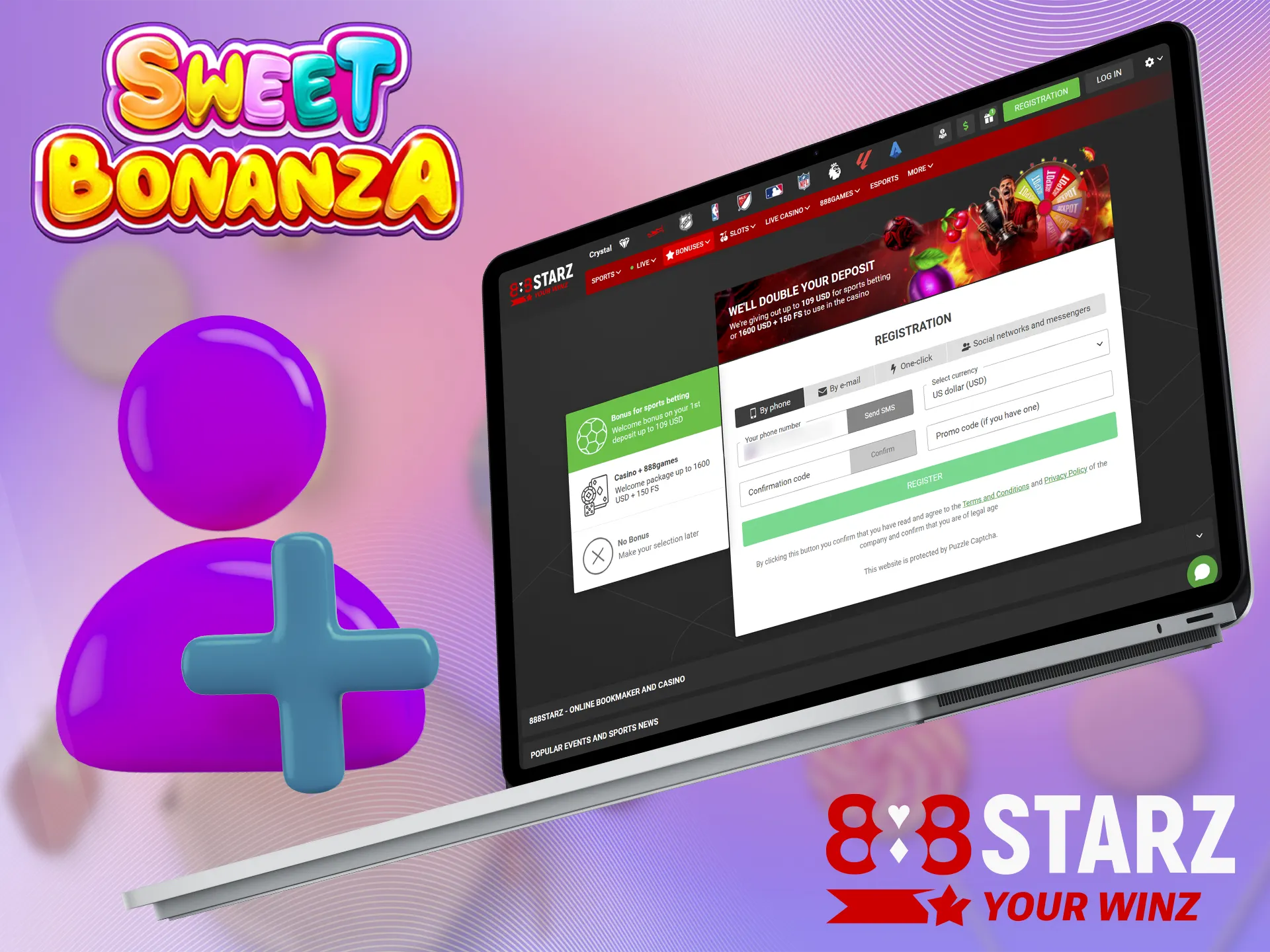 Players can easily create an 888Starz account to access Sweet Bonanza.