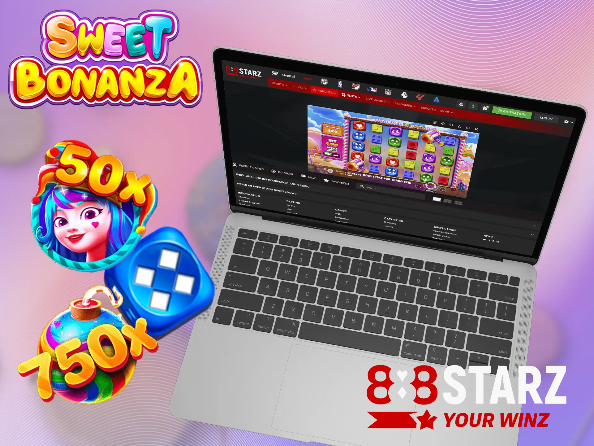 888Starz features several versions of Sweet Bonanza, each with different gameplay.