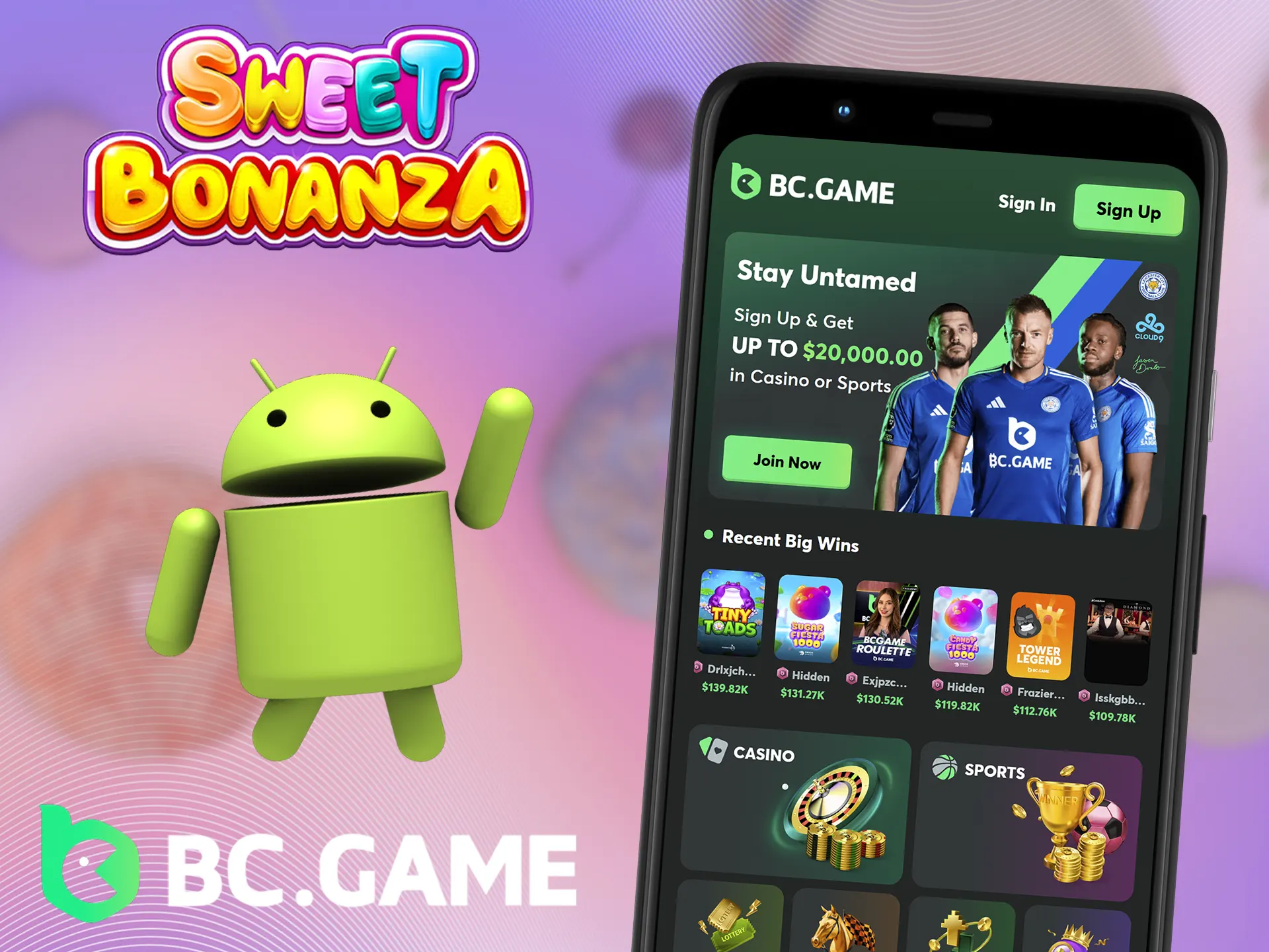 To play Sweet Bonanza on Android, use the browser version of BC Game.