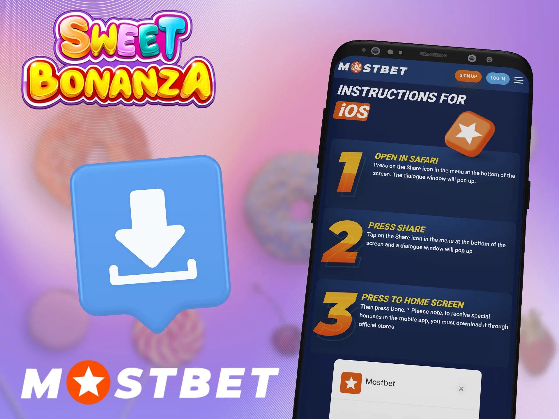 How to install Mostbet app for iOS and start playing Sweet Bonanza.